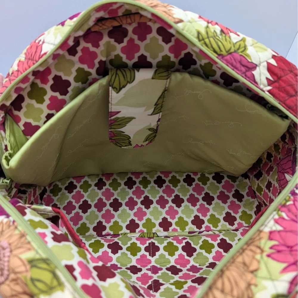 Vera Bradley Laptop Tote Hello Dahlia Floral Quilted Bag Double Handles Retired